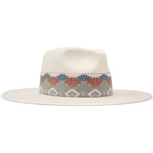 Rare Olive & Pique Boater Rancher Blush Shells Wool Hat with Patterned Band